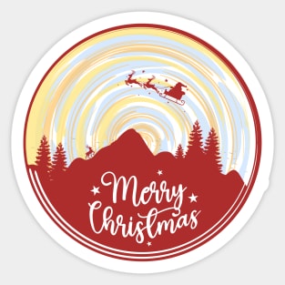 Christmas landscape in red color Sticker